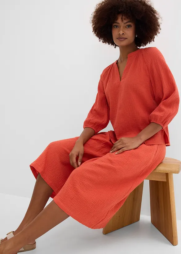 Muslinblus i oversizemodell av bomull, bonprix