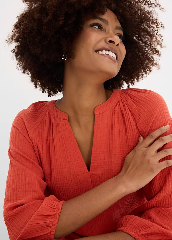 Muslinblus i oversizemodell av bomull, bonprix