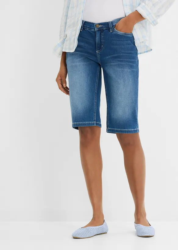 Bekv&auml;ma stretchiga jeansbermudas, bonprix