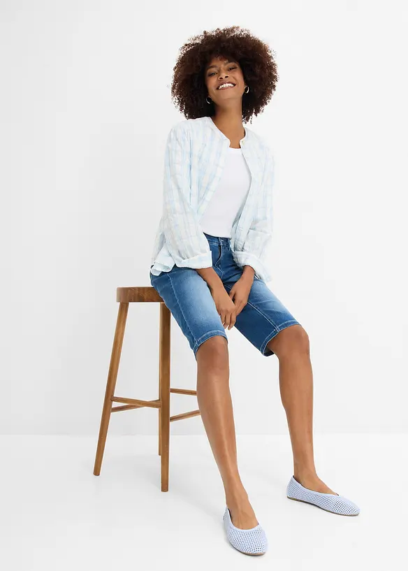 Bekv&auml;ma stretchiga jeansbermudas, bonprix