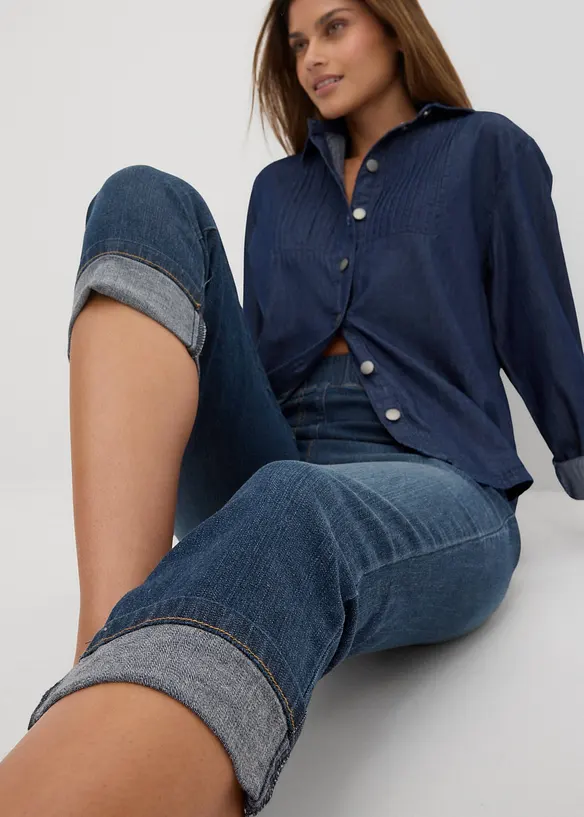 Slim Fit Jeans, Mid Waist, med bomull, bonprix