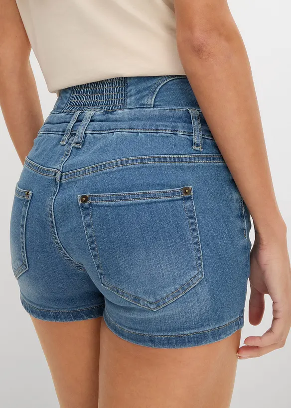 Jeansshorts med h&ouml;g midja, bonprix