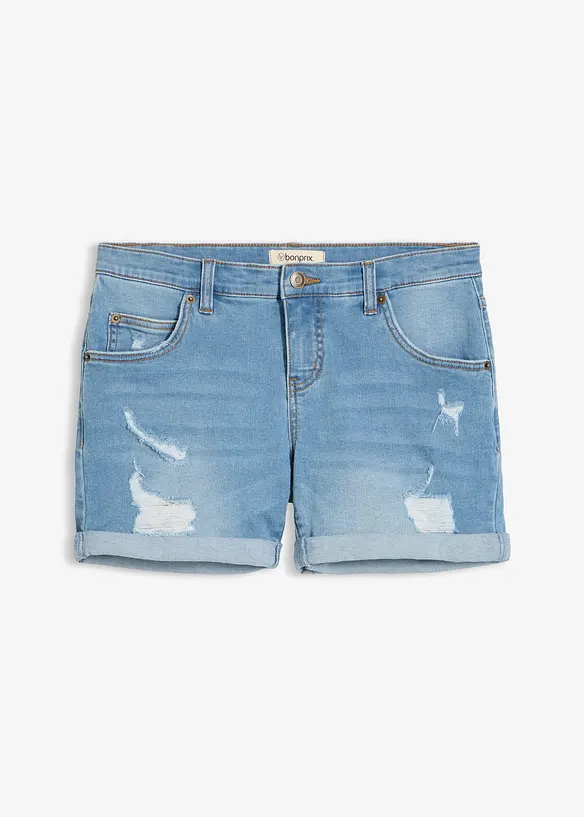 Jeansshorts Mid Waist med destroyed-effekter, bonprix