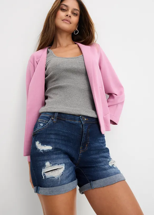 Jeansshorts Mid Waist med destroyed-effekter, bonprix