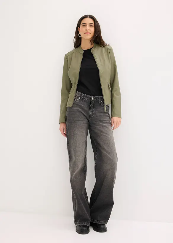 Jacka i skinnimitation av ren viskos, bonprix