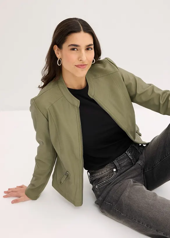 Jacka i skinnimitation av ren viskos, bonprix