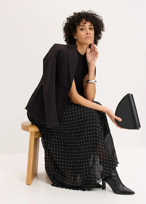 Chiffongkjol i krinklat material, bonprix