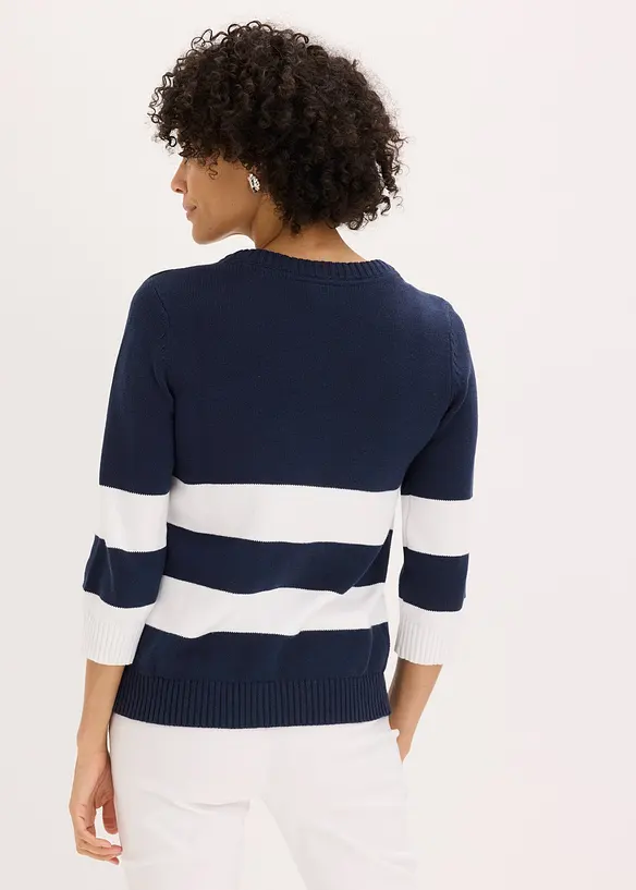 Randig bomullscardigan, bonprix