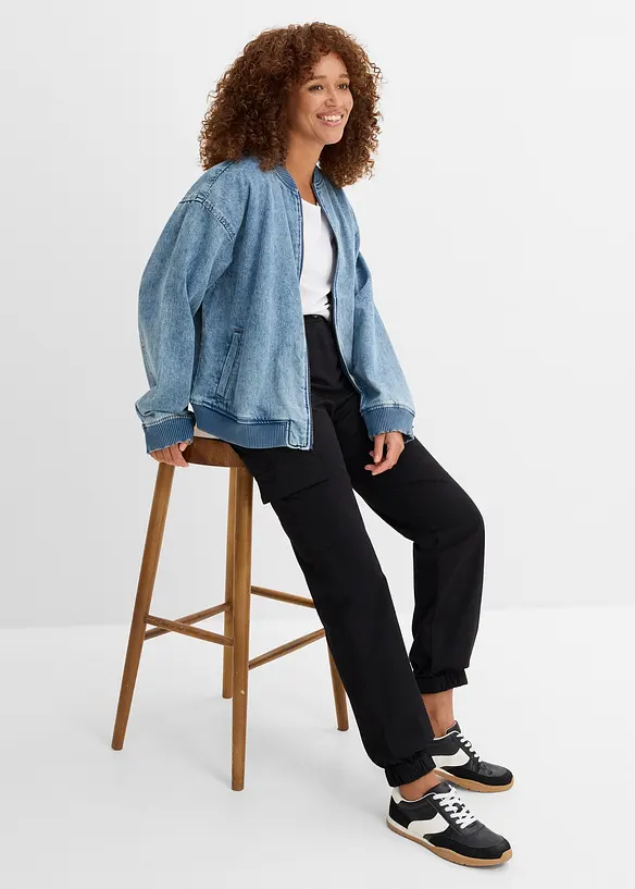 Cargobyxa i stretchig bomullsmix, bonprix