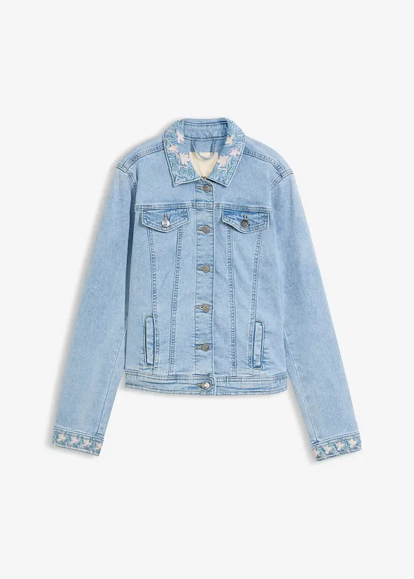 Jeansjacka med broderi, bonprix