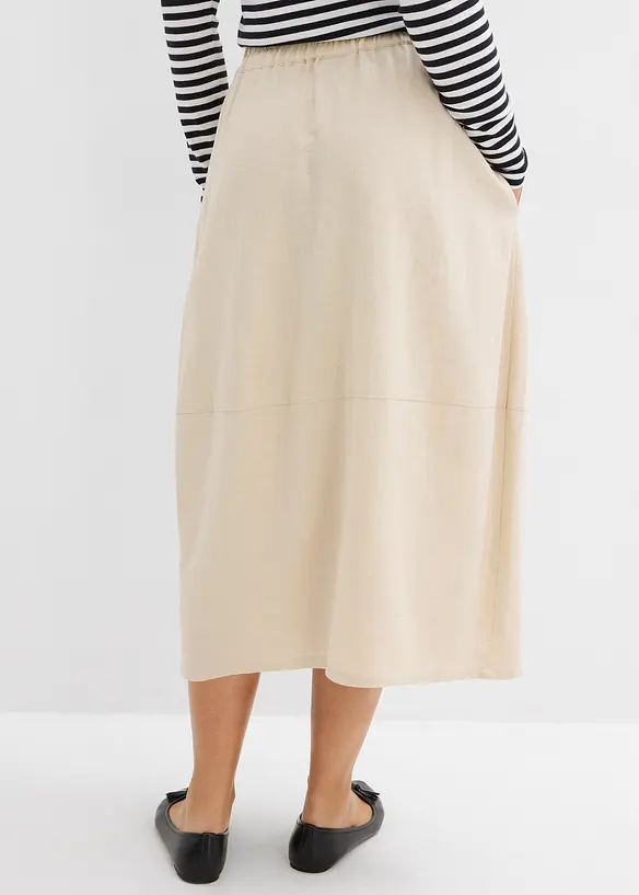 Mellanl&aring;ng kjol i tunn linneblandning, bonprix