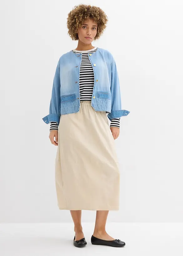 Mellanl&aring;ng kjol i tunn linneblandning, bonprix