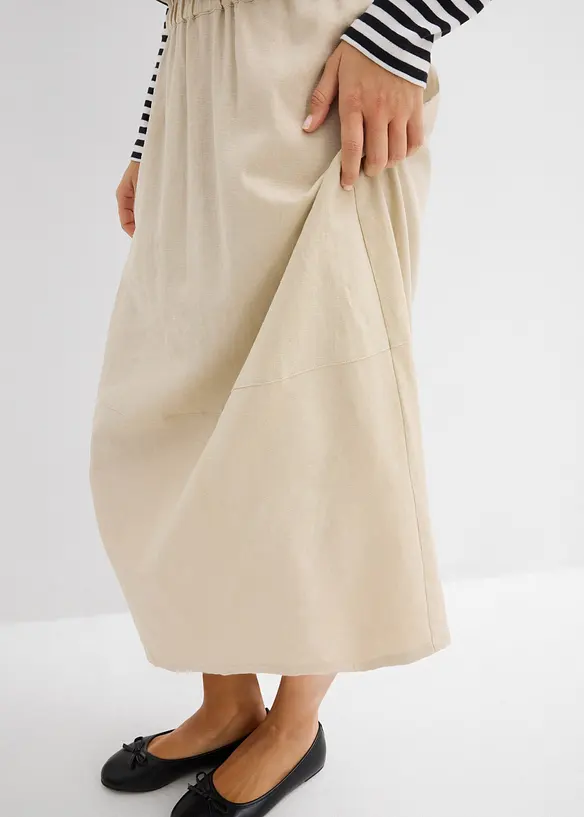 Mellanl&aring;ng kjol i tunn linneblandning, bonprix