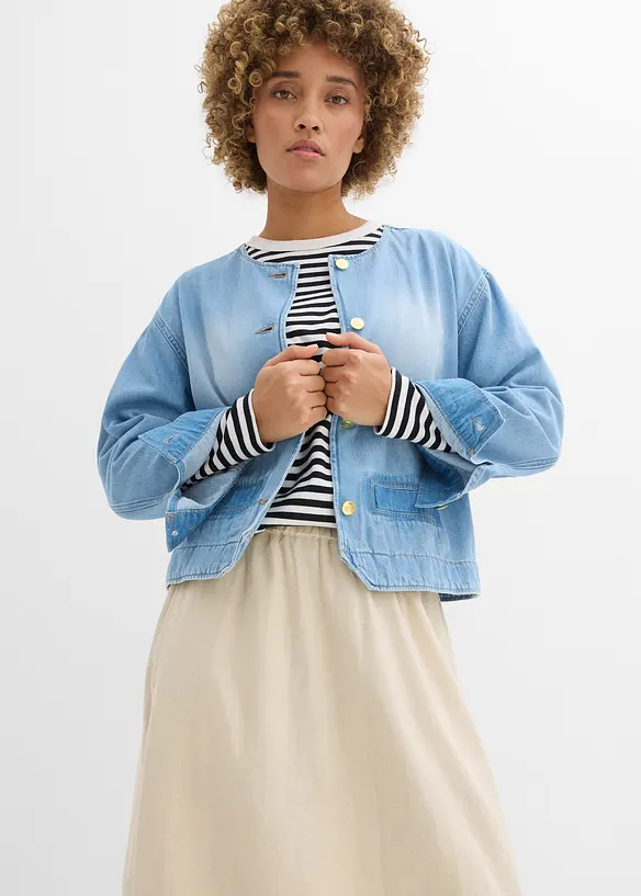 Mellanl&aring;ng kjol i tunn linneblandning, bonprix