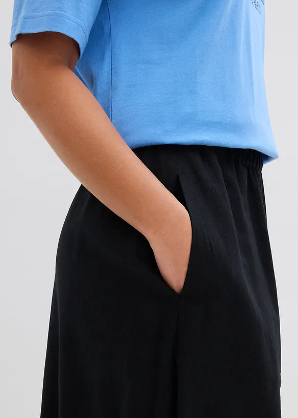 Mellanl&aring;ng kjol i tunn linneblandning, bonprix