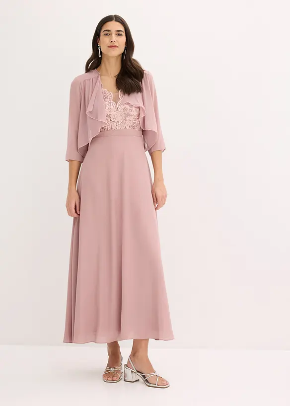 Chiffongbolero med &aring;tervunnen polyester, bonprix