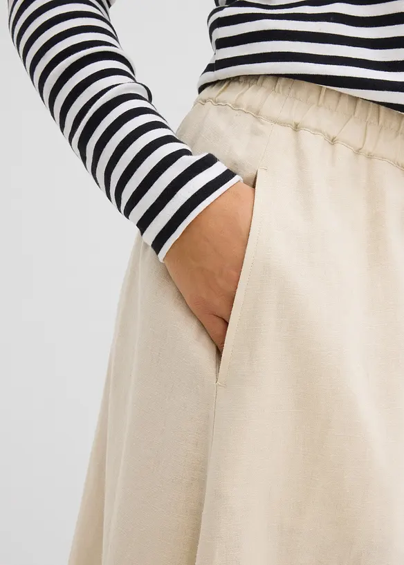 Mellanl&aring;ng kjol i tunn linneblandning, bonprix