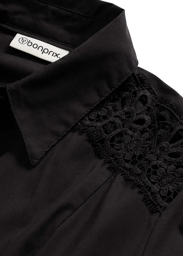 Skjortkl&auml;nning med spets och knytband, bonprix