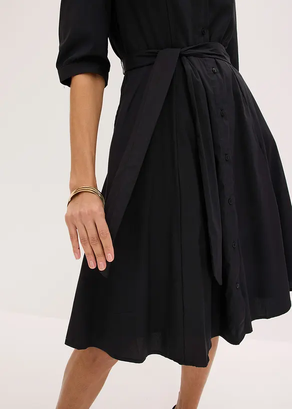 Skjortkl&auml;nning med spets och knytband, bonprix