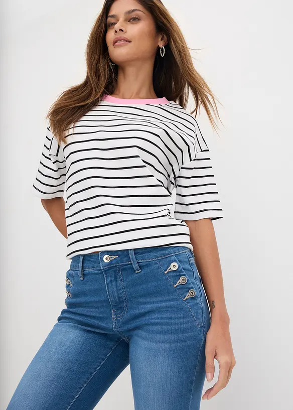 Bootcut Jeans Mid Waist, ekologisk bomull, bonprix