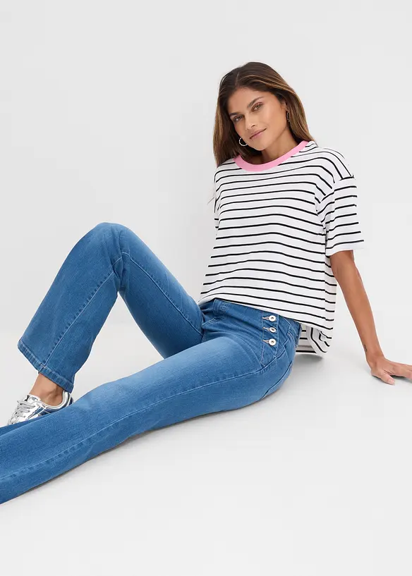 Bootcut Jeans Mid Waist, ekologisk bomull, bonprix