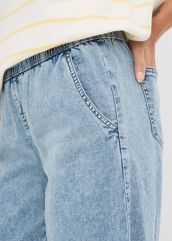 Barrel Jeans Mid Waist, med bekv&auml;m midja, bonprix