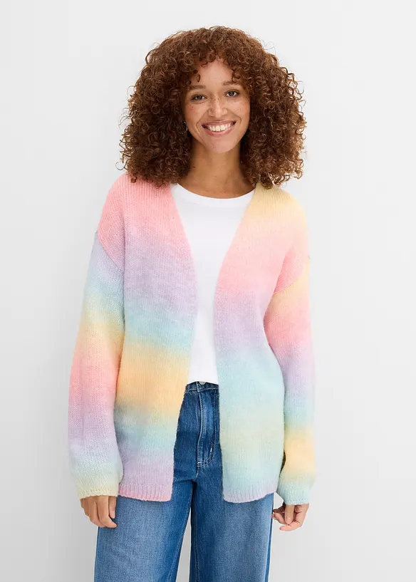 Grovstickad cardigan av mjuk bomullsmix, bonprix