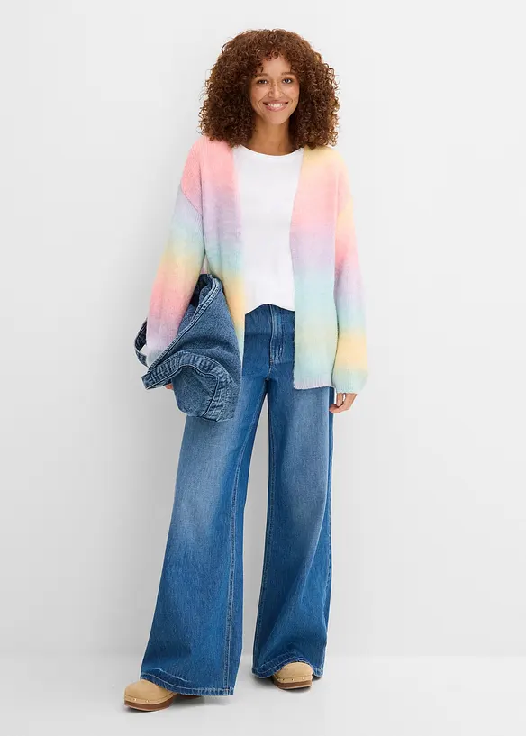 Grovstickad cardigan av mjuk bomullsmix, bonprix