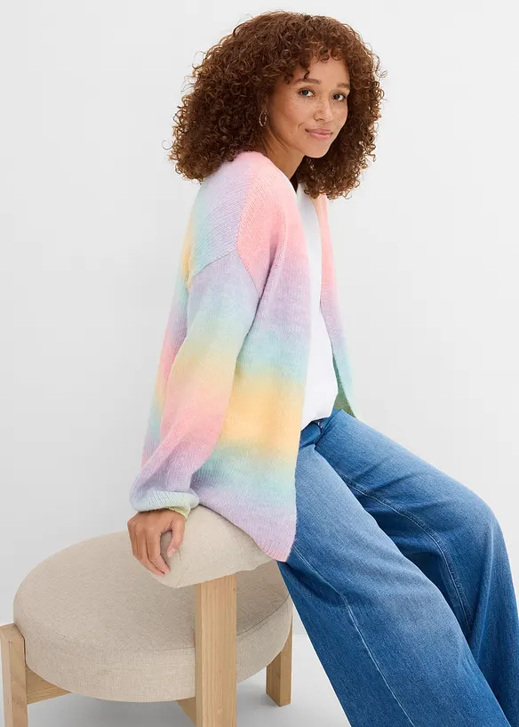 Grovstickad cardigan av mjuk bomullsmix, bonprix