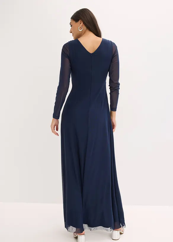 Aftonkl&auml;nning i skir tyll med stenapplikation, bonprix