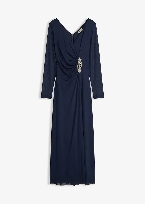 Aftonkl&auml;nning i skir tyll med stenapplikation, bonprix