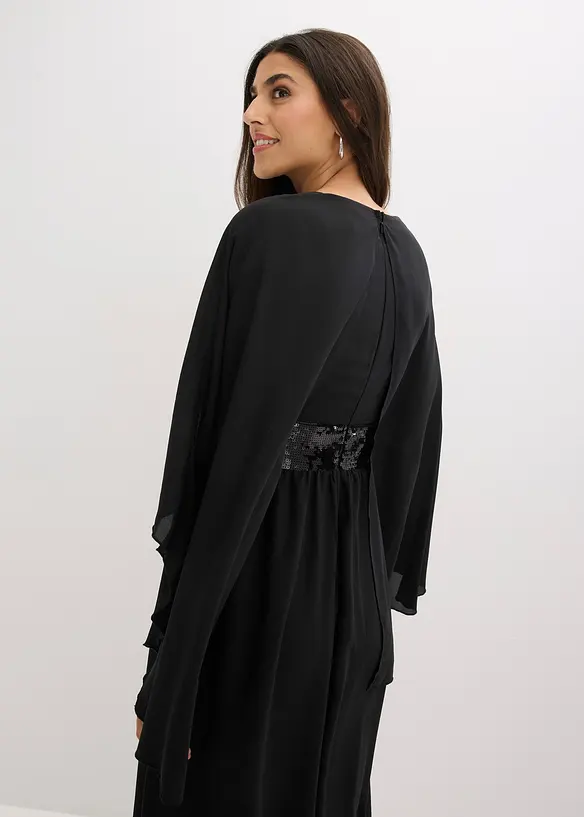 Aftonkl&auml;nning i fintr&aring;dig chiffong med paljettinf&auml;llning, bonprix