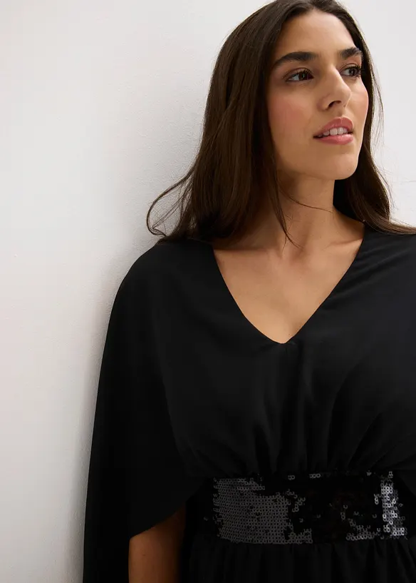 Aftonkl&auml;nning i fintr&aring;dig chiffong med paljettinf&auml;llning, bonprix