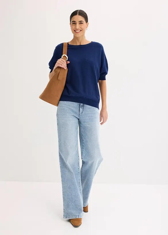 Finstickad tr&ouml;ja av bomullsmix, bonprix