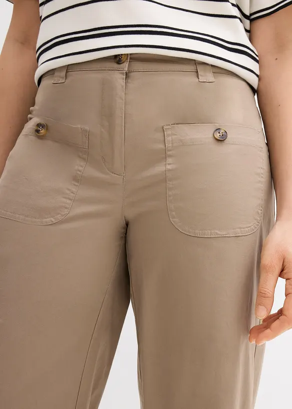 Byxa med vida ben och h&ouml;g, bekv&auml;m midja, bonprix