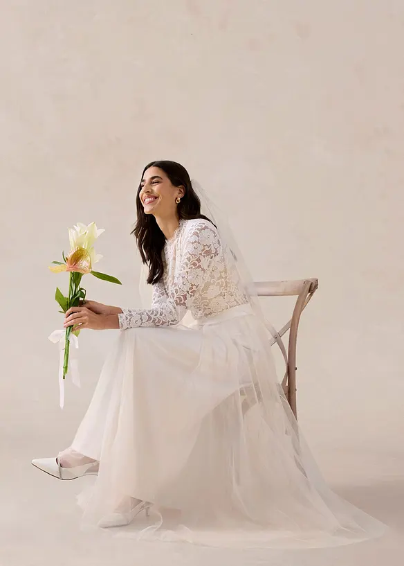 Maxikjol i skir tyll, bonprix