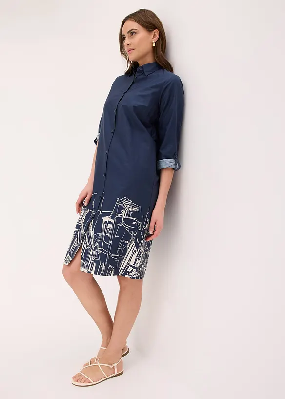 Skjortkl&auml;nning i bomullspoplin, bonprix