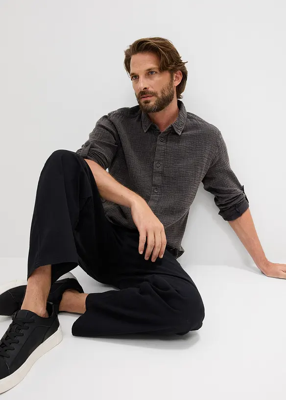 Skjorta i bomullsmuslin med tv&auml;ttad look, bonprix