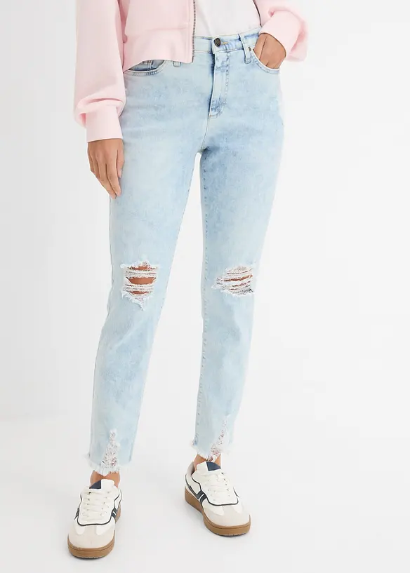Mom jeans med destroyed-effekter, bonprix