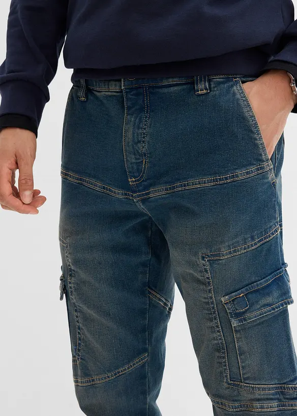 Regular Fit Cargo Stretch Jeans, Straight, bonprix