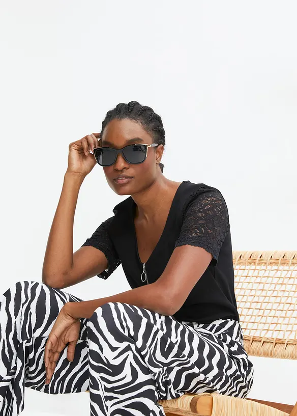 Ribbstickad topp av bomull, bonprix