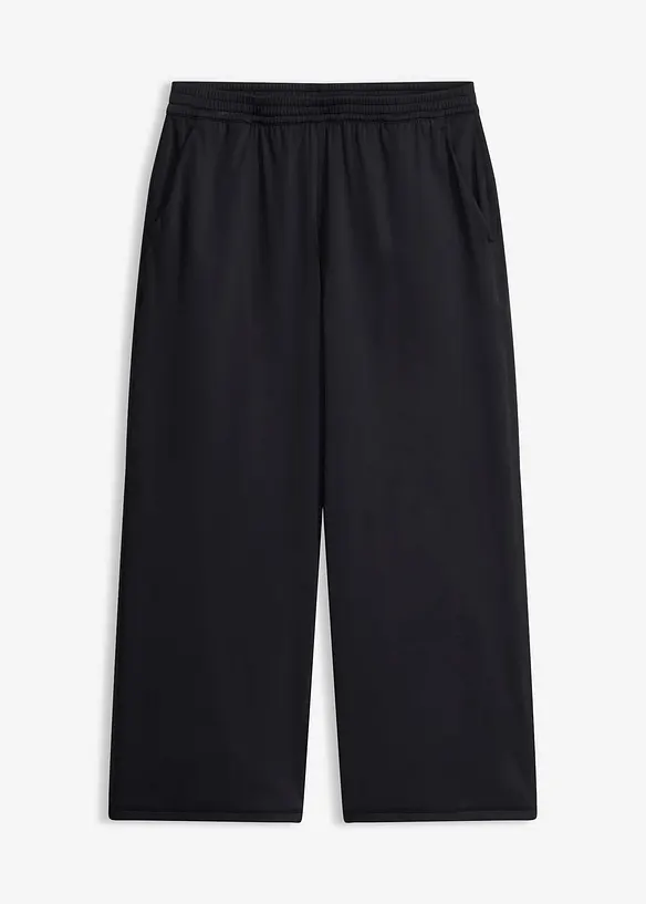 Bekv&auml;m sportbyxa i caprimodell med vida ben, bonprix