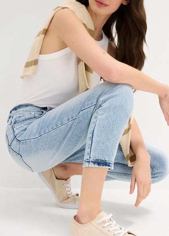 Mom Jeans, High Waist, Low Stretch, cropped, bonprix