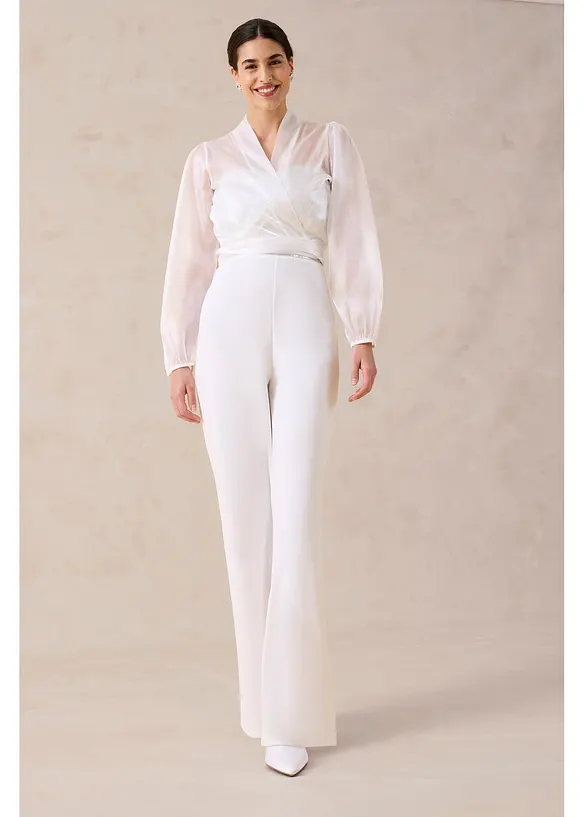 Jumpsuit i kr&auml;pp med struktur och med p&auml;rlbroderi, bonprix