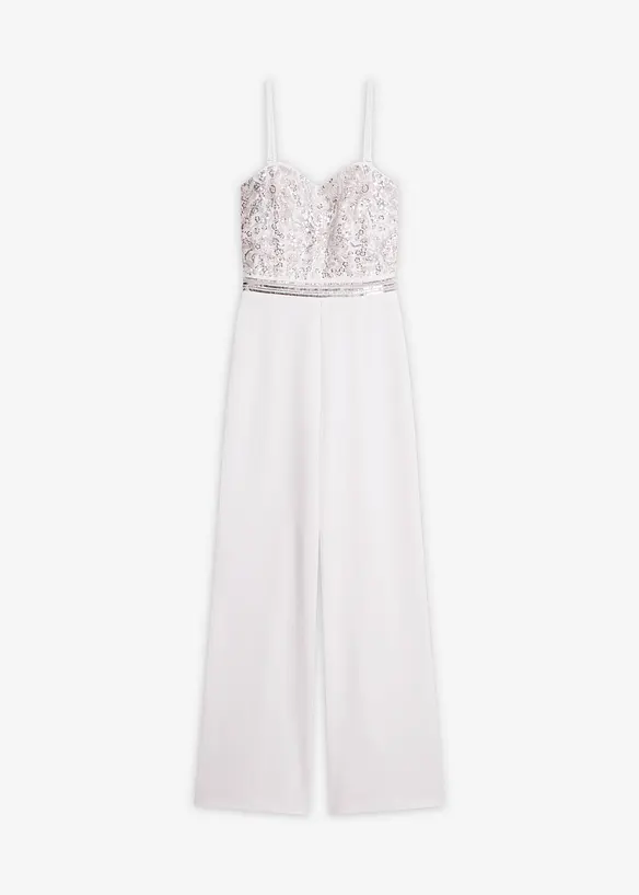 Jumpsuit i kr&auml;pp med struktur och med p&auml;rlbroderi, bonprix