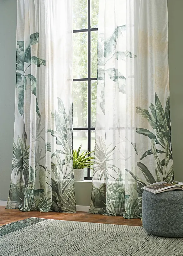 Gardinl&auml;ngd med bladm&ouml;nster (1-pack), bonprix