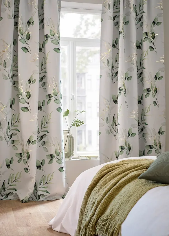 M&ouml;rkl&auml;ggande gardinl&auml;ngd med glansigt blomm&ouml;nster (1-pack), bonprix