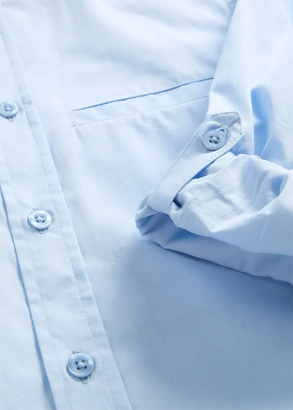 L&aring;ng&auml;rmad bomullsskjorta med uppvikbara &auml;rmar, bonprix