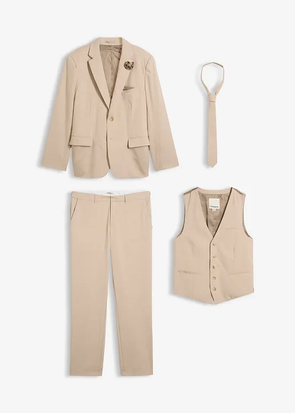 Kostym (4 delar) med v&auml;st och slips, normal passform, bonprix