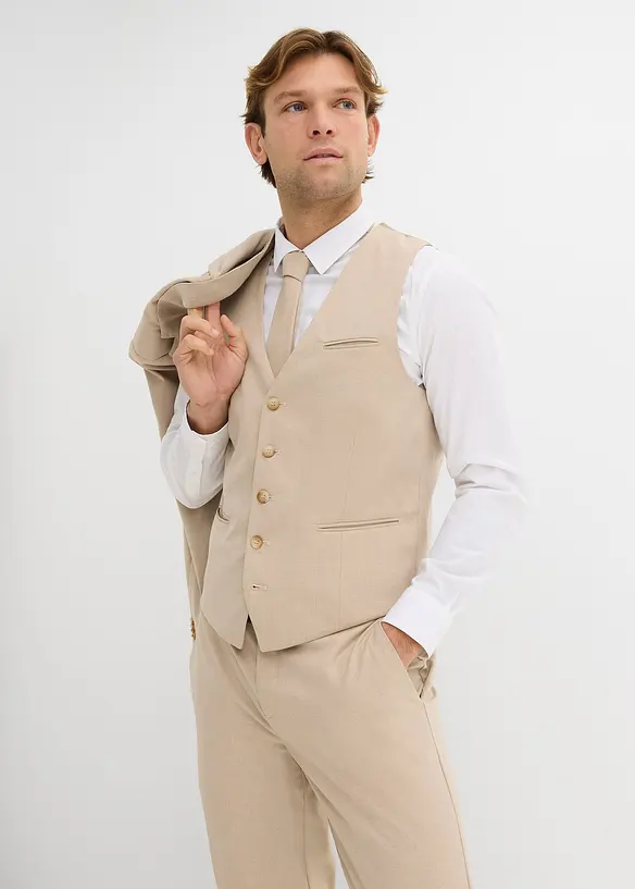 Kostym (4 delar) med v&auml;st och slips, normal passform, bonprix